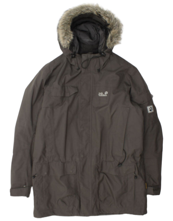 Jaqueta masculina Jack Wolfskin Sherpa Parka com capuz Reino Unido 44/46 XL poliéster cinza