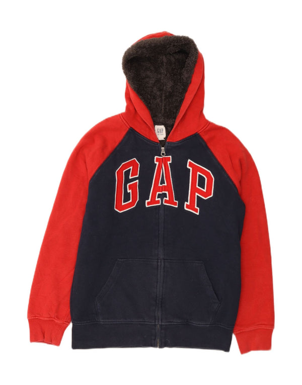 Suéter feminino Gap com capuz e zíper gráfico 13-14 anos 2XL azul marinho bloco colorido