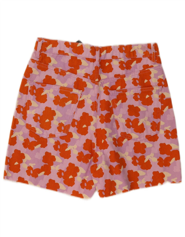 Shorts jeans feminino de cintura alta ZARA UE 36 pequeno W26 floral multicolorido