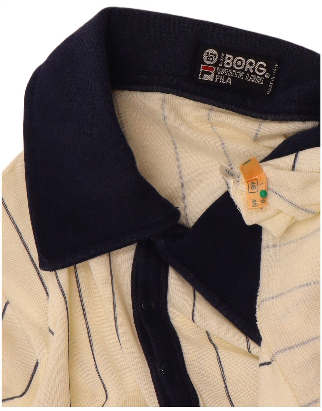 Fila Mens Rugby Polo Shirt IT 46 Pequeno Algodão Listrado Branco