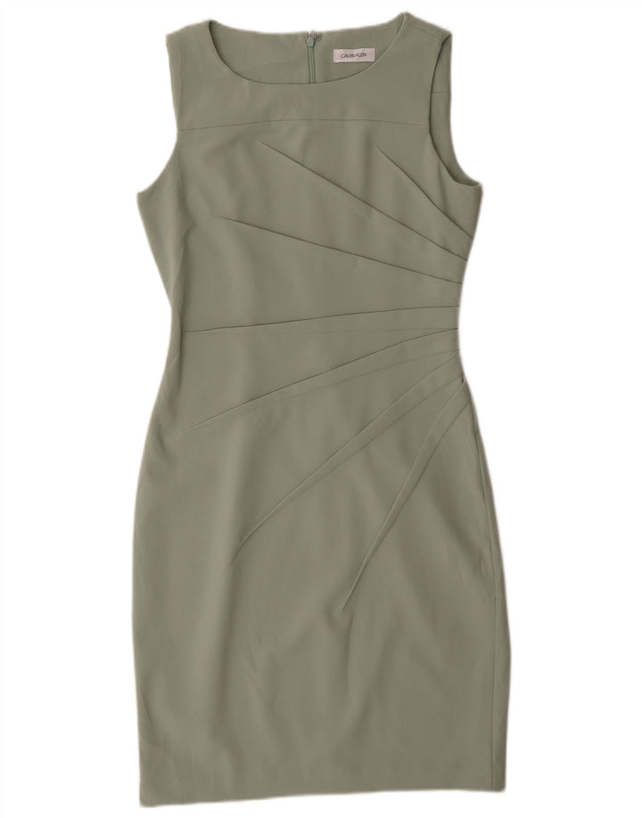 Vestido bodycon feminino sem mangas Calvin Klein UK 12 poliéster verde médio