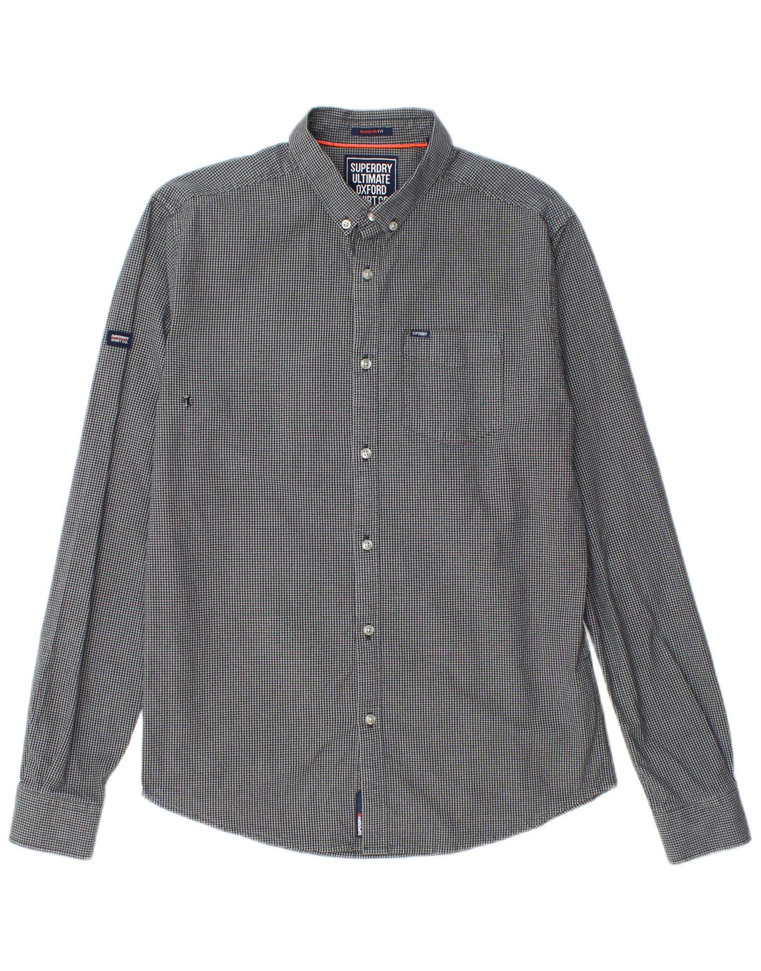 Camisa masculina Superdry média azul marinho algodão guingão