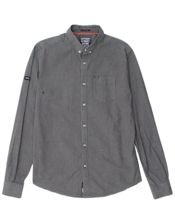 Camisa masculina Superdry média azul marinho algodão guingão