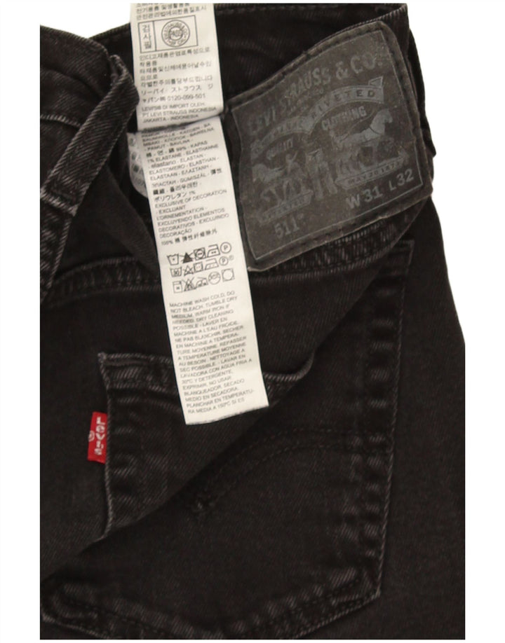 Levi's Masculino 511 Slim Jeans W31 L32 Algodão Preto