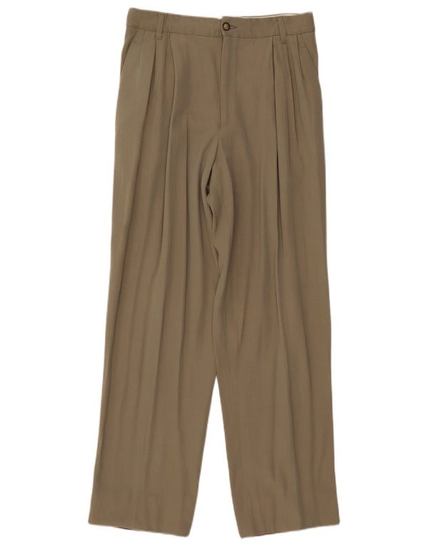 Byblos Mens Pegged Calça Casual IT 50 Grande W30 L30 Lã Cáqui