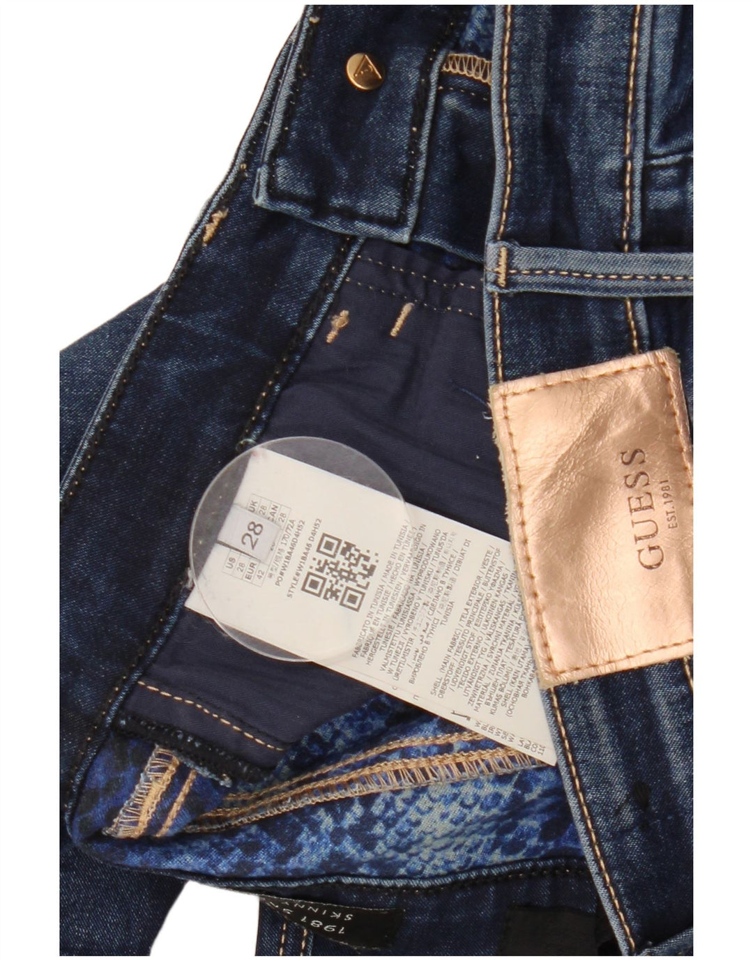 Jeans skinny feminino GUESS W28 L29 algodão azul marinho