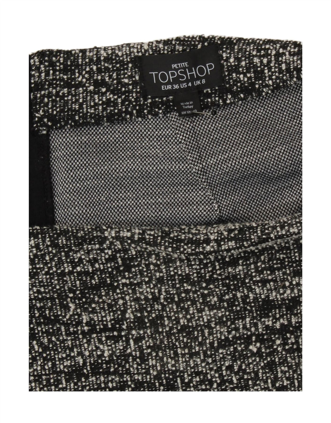 Mini saia feminina Topshop Reino Unido 8 pequena W27 poliéster manchado preto