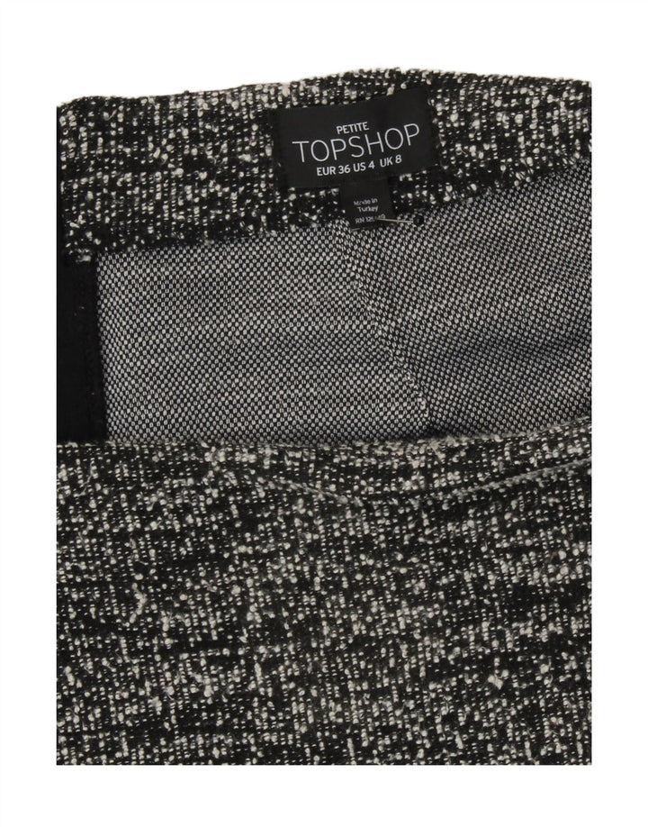 Mini saia feminina Topshop Reino Unido 8 pequena W27 poliéster manchado preto
