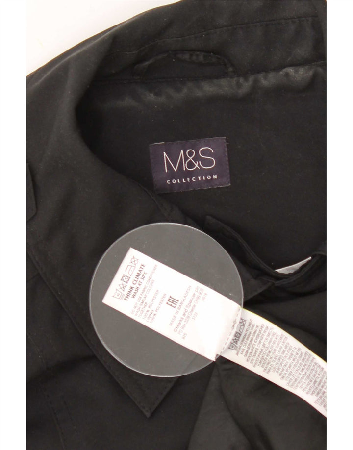 Casaco impermeável feminino Marks & Spencer Reino Unido 16 grande poliéster preto