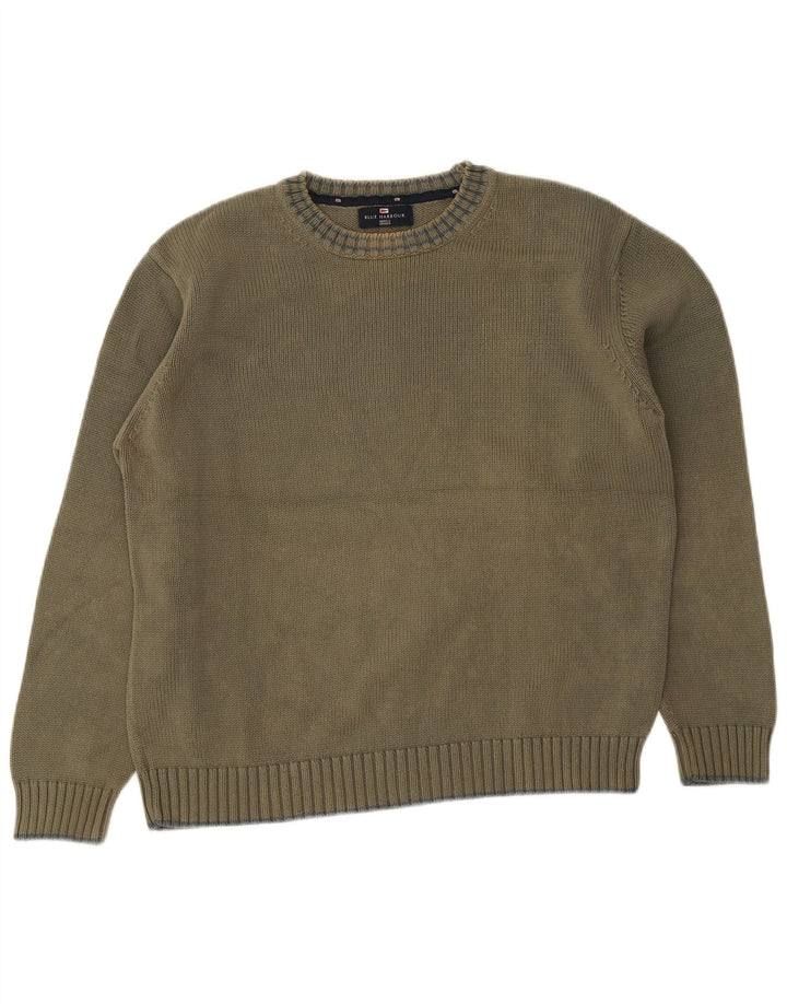 Suéter masculino Marks & Spencer com gola redonda, grande algodão verde