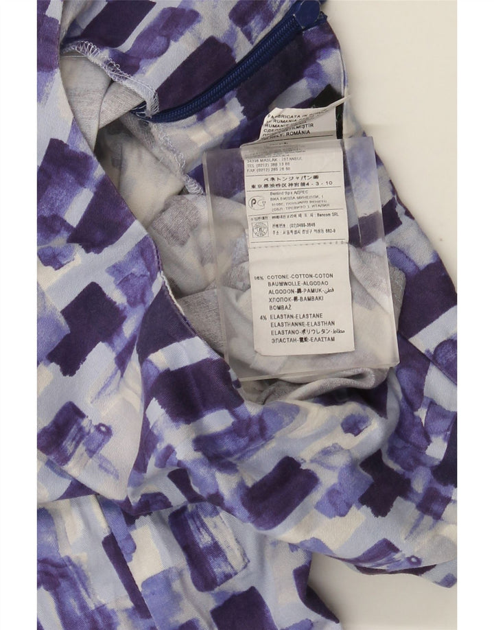Vestido bainha feminino Benetton Reino Unido 10 pequeno algodão xadrez azul
