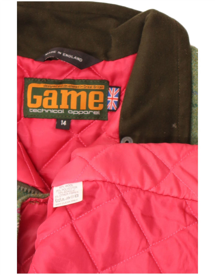 Colete feminino Game Technical Apparel UK 14 grande lã xadrez verde