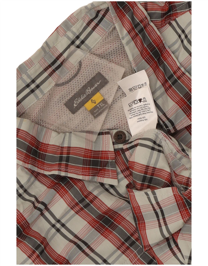 Camisa masculina de manga curta Eddie Bauer XL poliéster xadrez vermelho