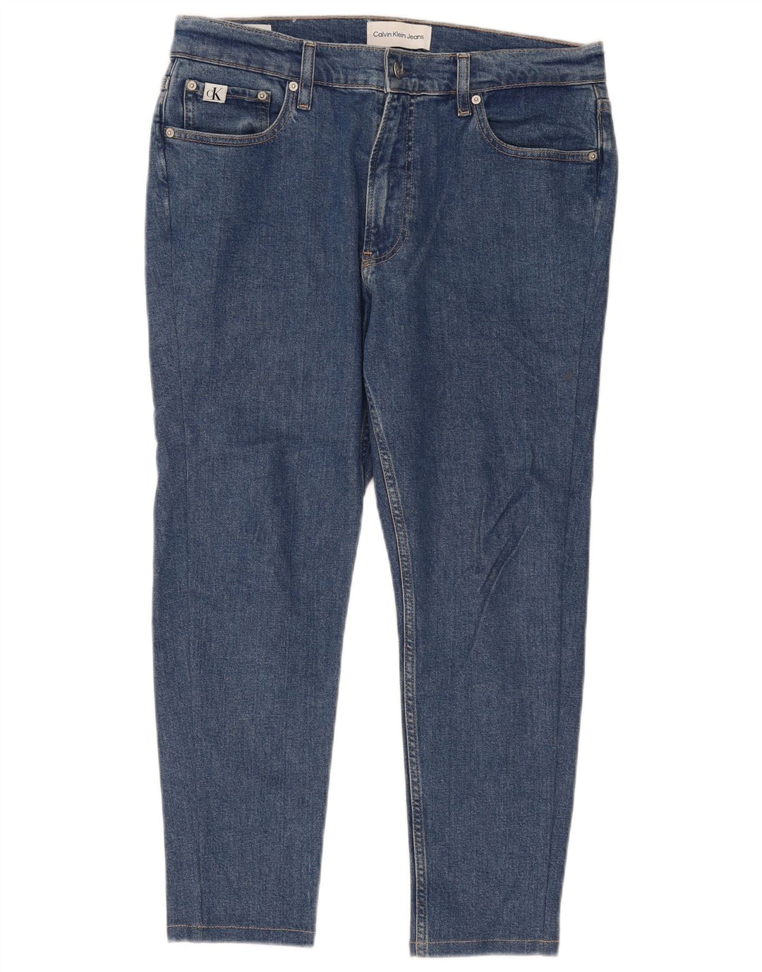 Calça jeans masculina Calvin Klein cortada W32 L25 algodão azul