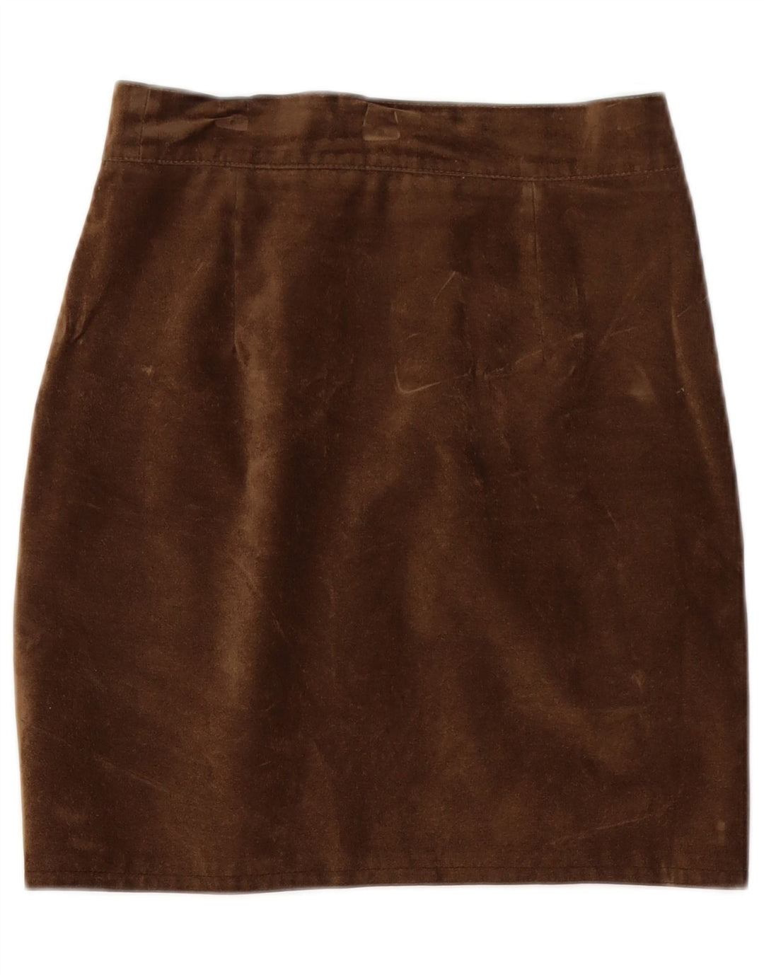 Saia lápis feminina vintage de camurça W26 pequena marrom