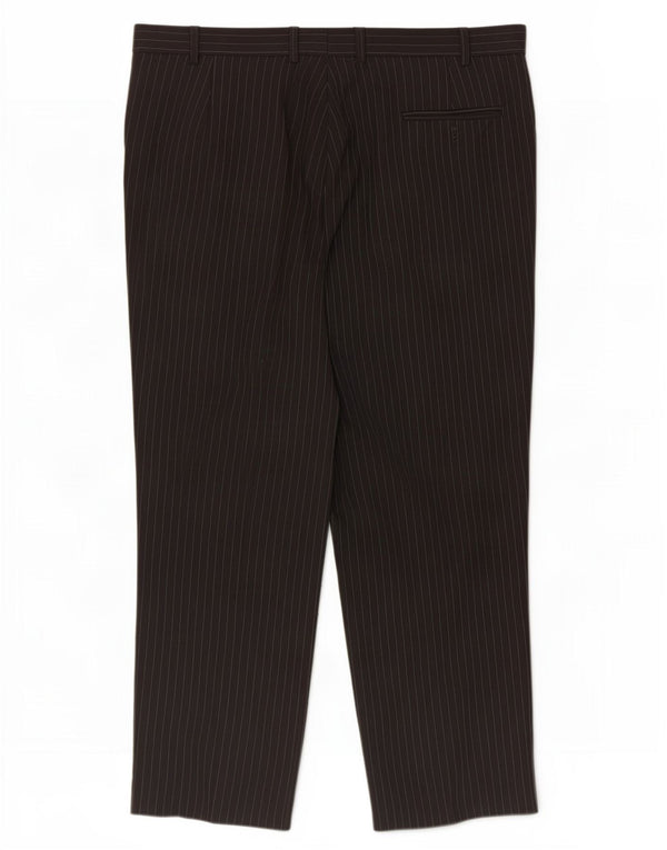 Calça masculina de terno reto Marks & Spencer W40 L29 listrada preta