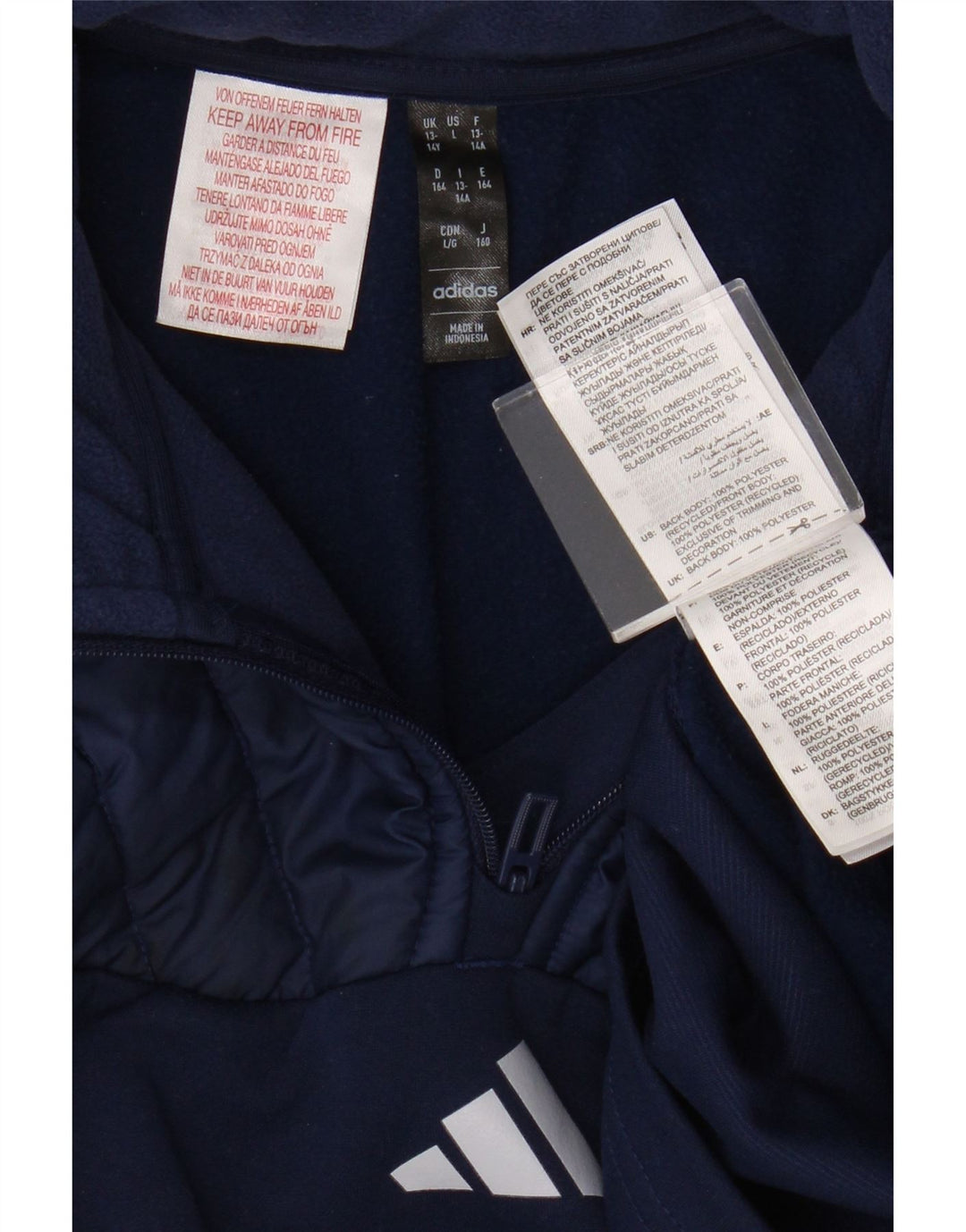 Adidas Meninos Aeroready Zip Neck Pullover Treino Top 13-14 Anos Azul Marinho