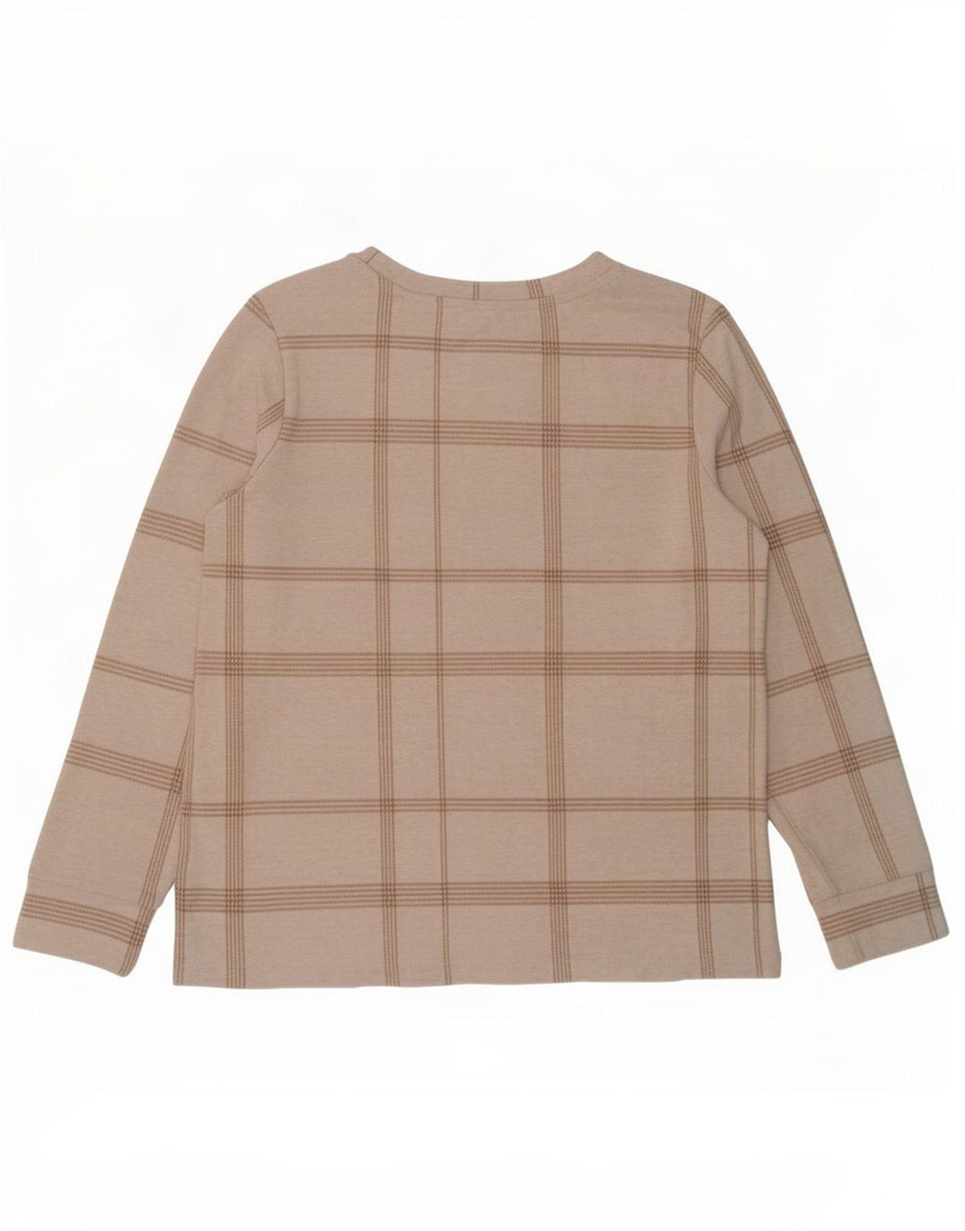 Top feminino Marks & Spencer manga comprida UK 12 médio xadrez branco