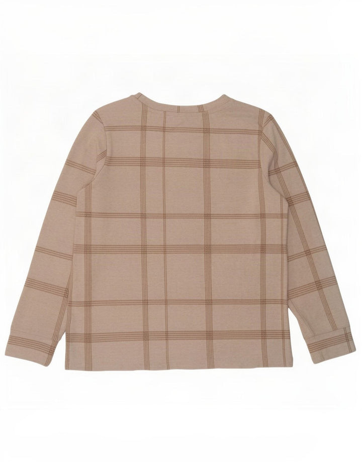 Top feminino Marks & Spencer manga comprida UK 12 médio xadrez branco