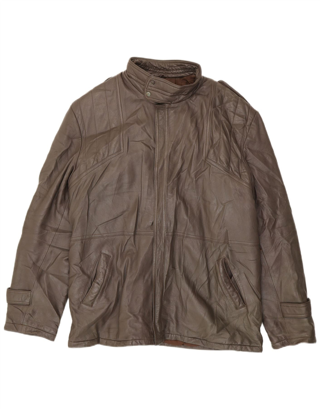 Jaqueta de couro masculina VINTAGE IT 54 2XL couro marrom