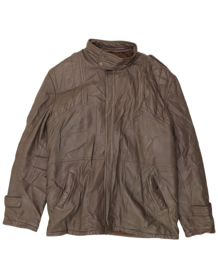 Jaqueta de couro masculina VINTAGE IT 54 2XL couro marrom