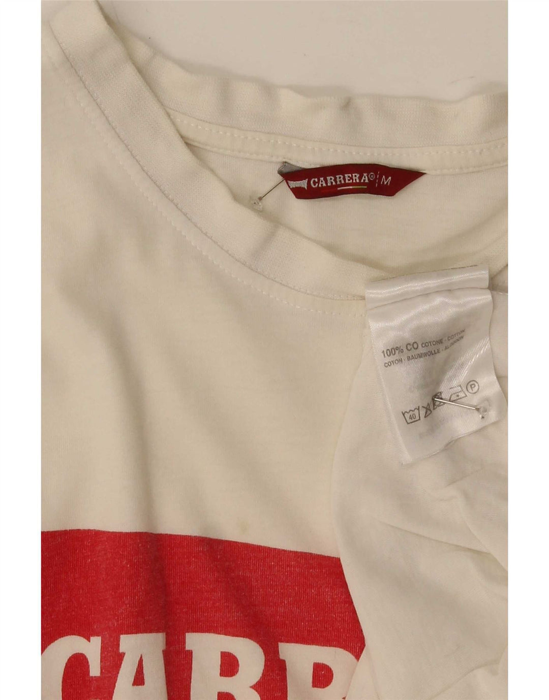 Camiseta gráfica masculina Carrera Top médio algodão branco