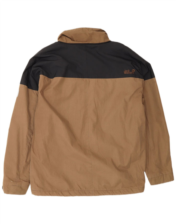 Jaqueta corta-vento masculina JACK WOLFSKIN Reino Unido 38 bloco colorido marrom médio