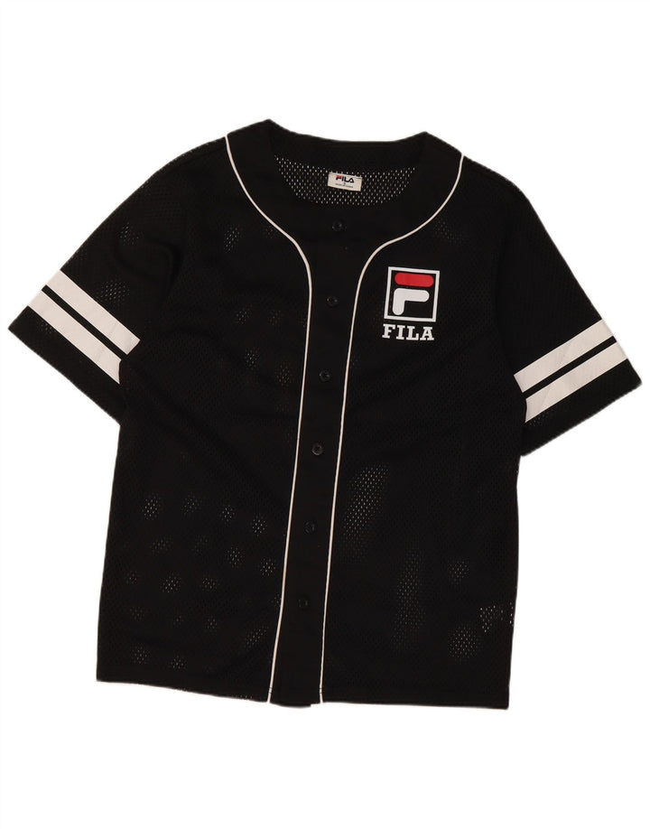 Fila Mens Graphic Jersey Top Pequeno Poliéster Colorblock Preto