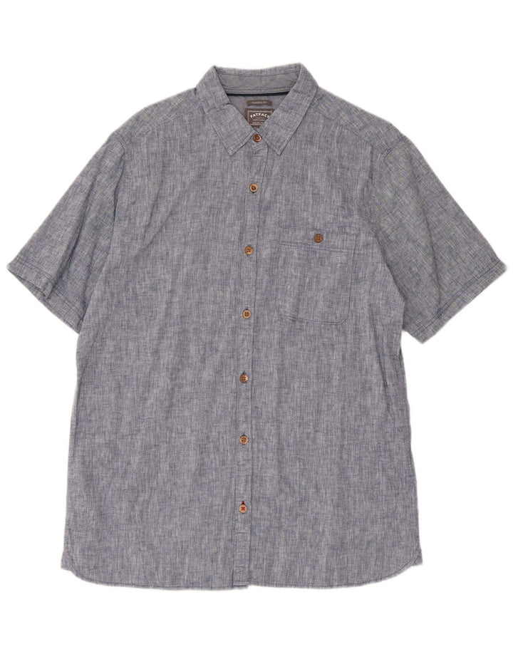 Camisa masculina de manga curta Fat Face Classic Fit linho azul médio