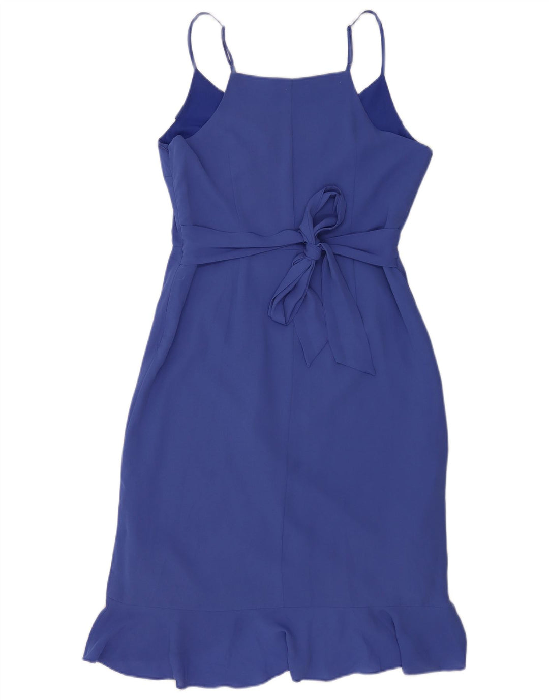 Vestido feminino Oasis sem mangas com babados na frente e bainha azul médio