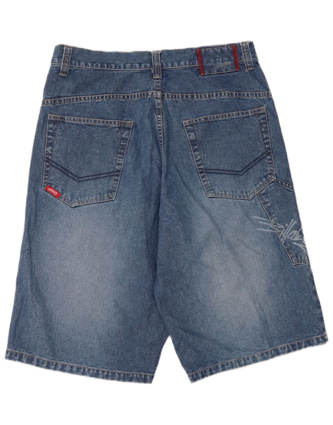 Shorts jeans feminino gráfico Billabong W32 grande algodão azul
