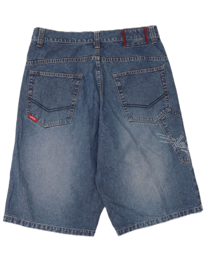 Shorts jeans feminino gráfico Billabong W32 grande algodão azul
