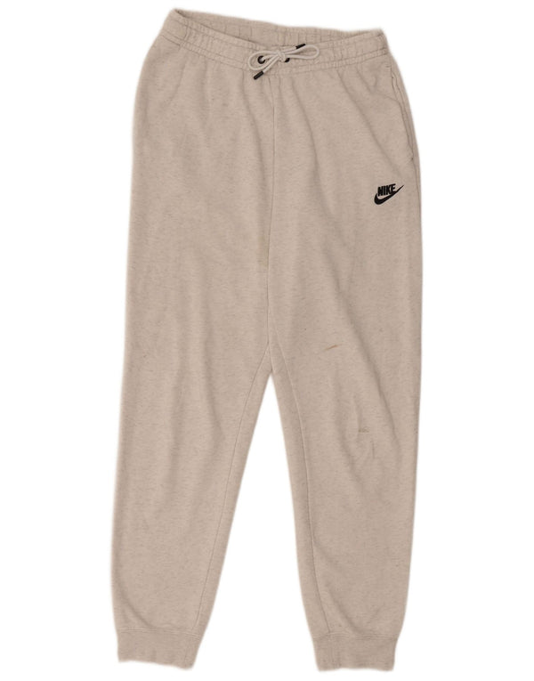 Calça de treino feminina Nike Joggers UK 10 pequeno cinza manchado de algodão