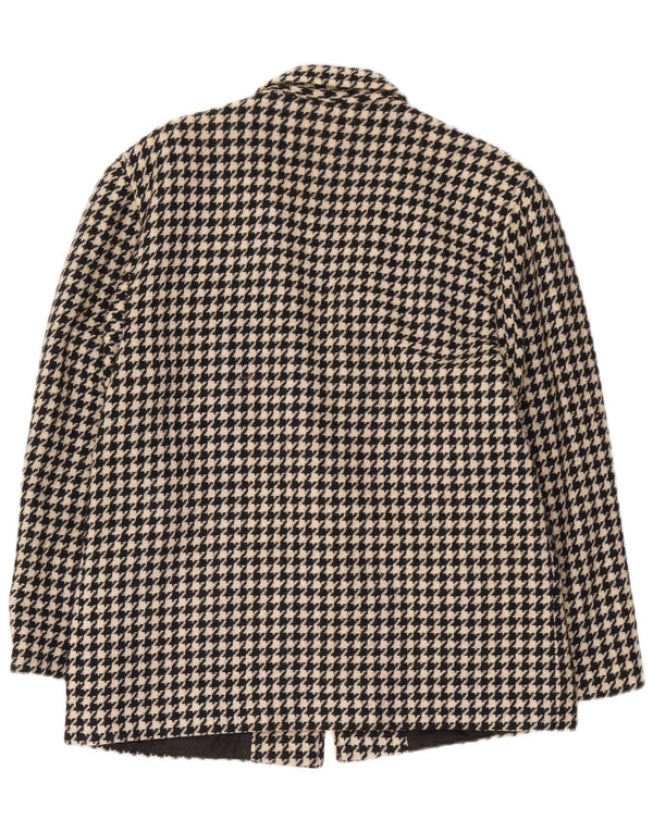 Jaqueta blazer feminina vintage com 1 botão Reino Unido 14 médio preto houndstooth