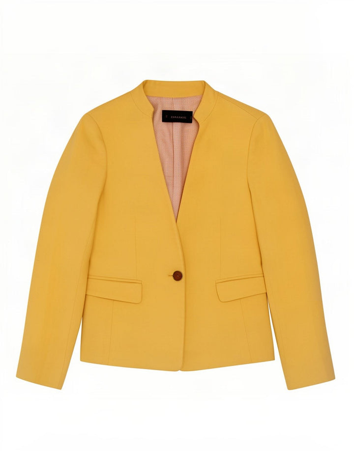 Jaqueta blazer feminina Zara com 1 botão Reino Unido 6 XS amarelo