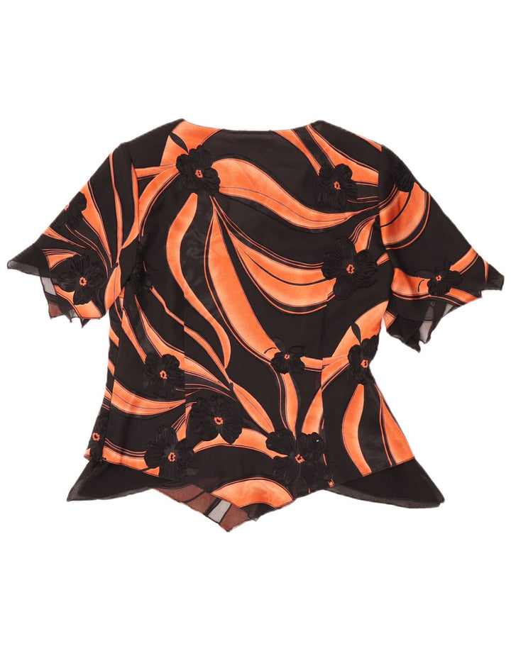 Blusa feminina assimétrica Hermann Lange EU 38 médio preto floral rayon