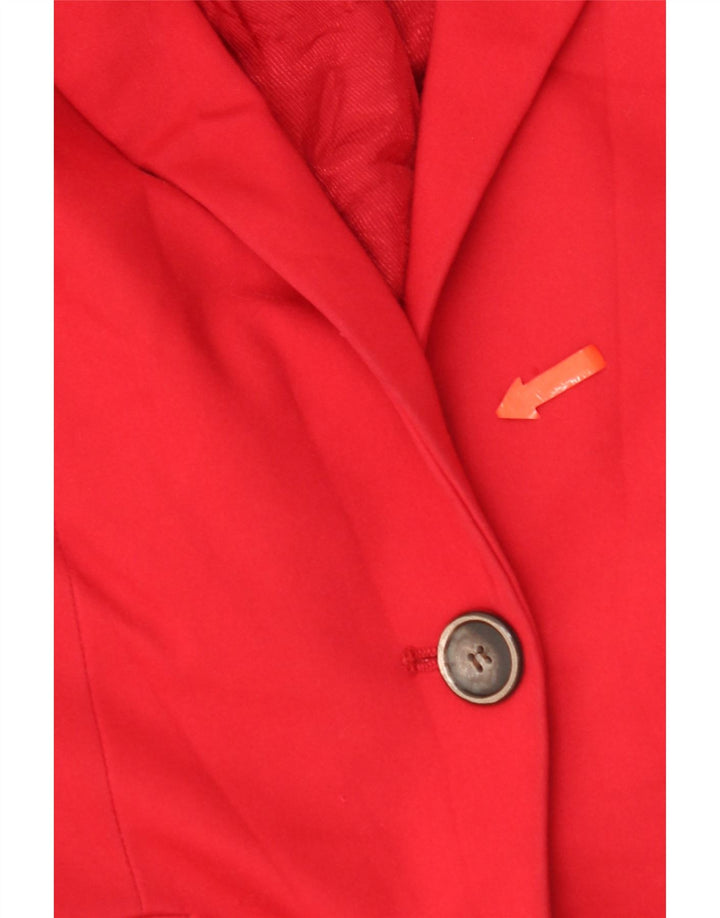 Jaqueta blazer feminina Zara com 1 botão Reino Unido 10 pequeno algodão vermelho