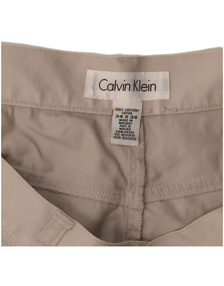 Calvin Klein Calça masculina reta casual W34 L29 algodão cinza