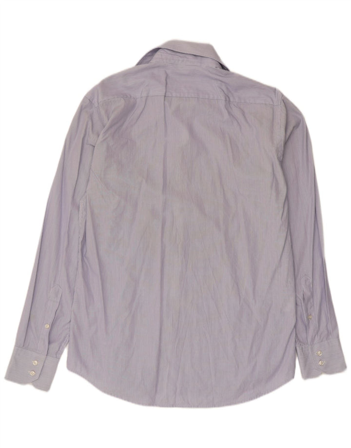 Camisa masculina Hugo Boss Regular Fit tamanho 39 15 1/2 risca de giz azul médio