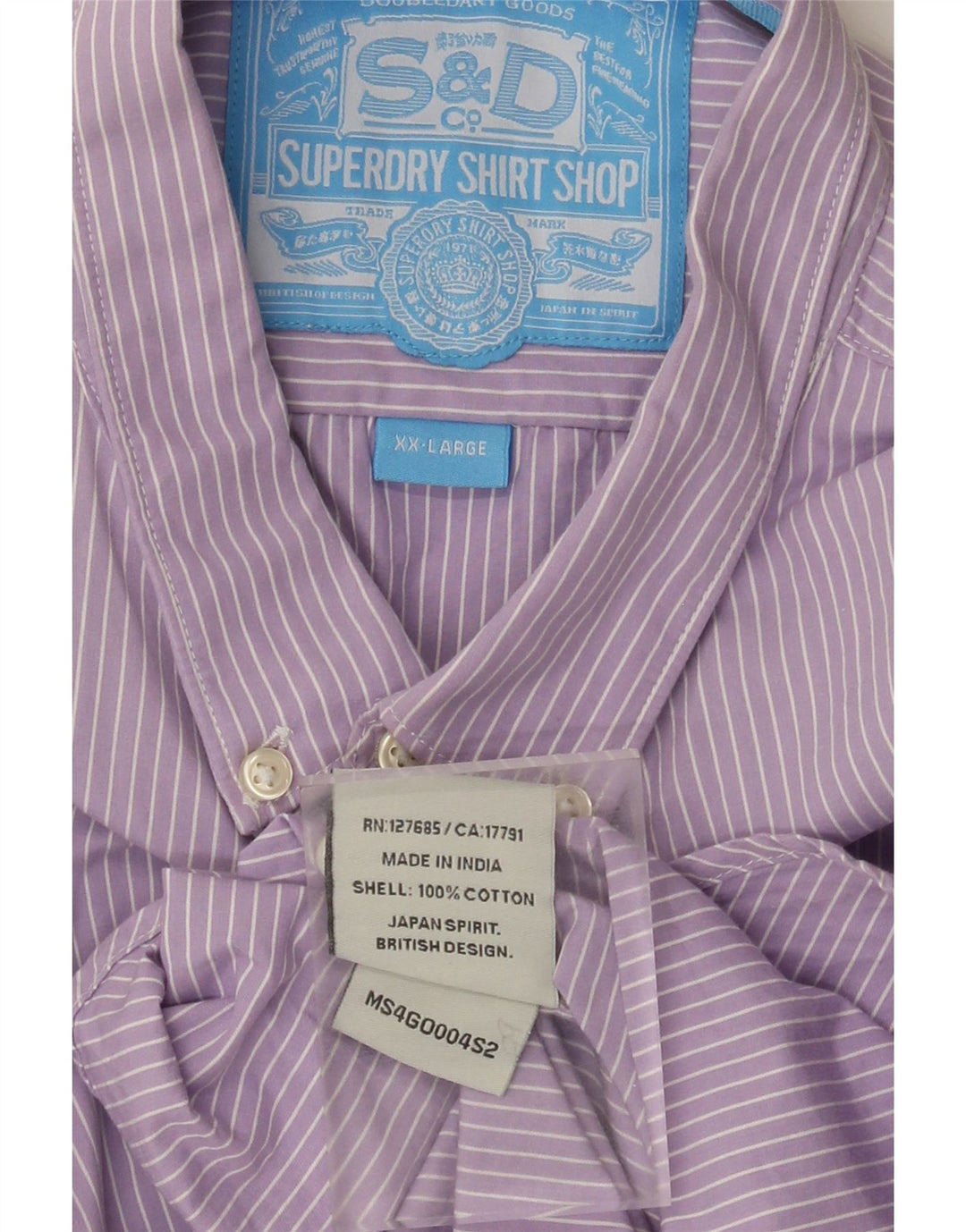 Camisa masculina Superdry extra slim fit 2XL algodão listrado roxo