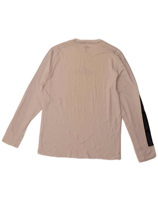 Top gráfico masculino HOLLISTER de manga comprida grande algodão colorido branco