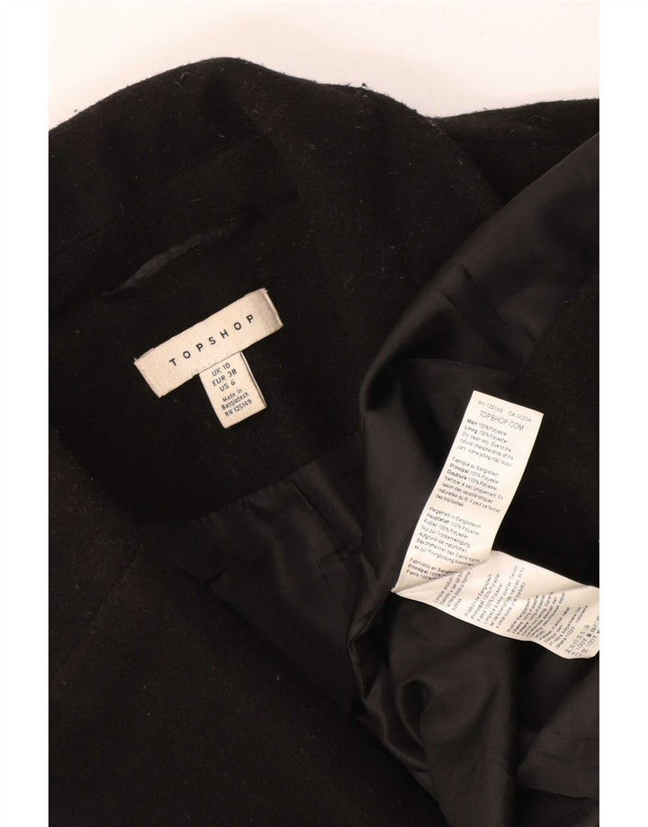 Casaco feminino oversized com peito duplo Topshop UK 10 poliéster preto pequeno