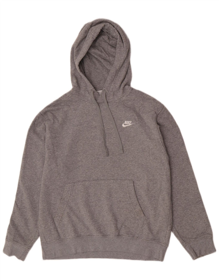 Suéter com capuz gráfico masculino Nike médio cinza algodão manchado