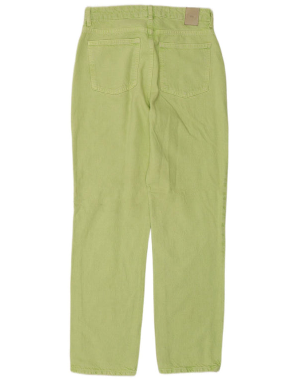 Zara Jeans feminino cintura alta reta UE 38 pequeno W28 L30 verde