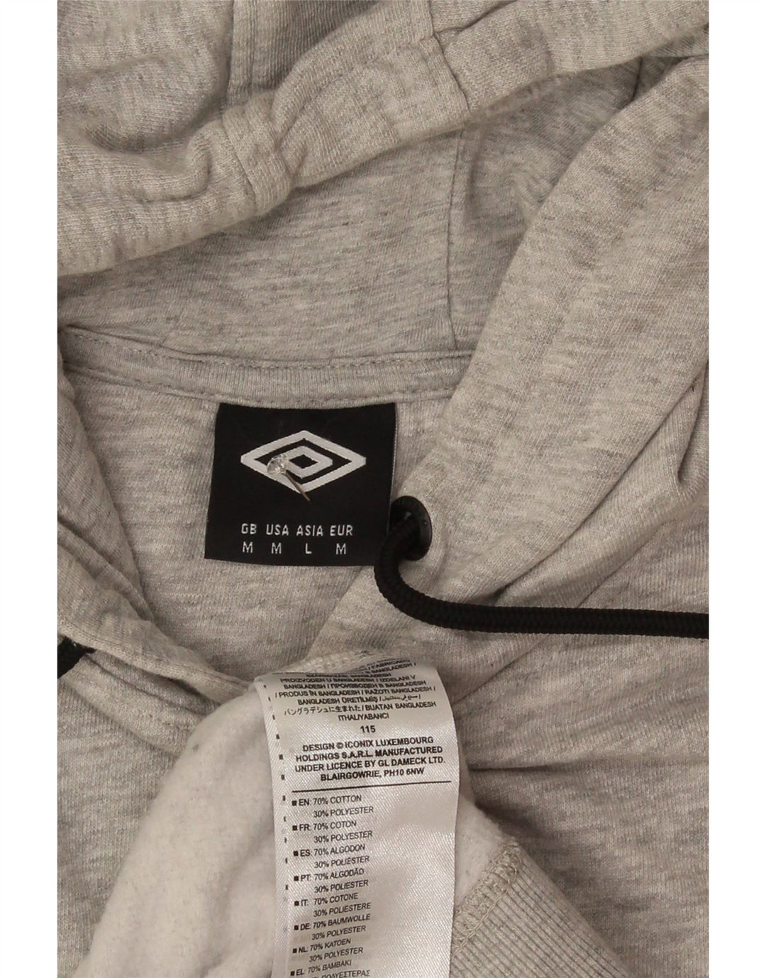 Suéter gráfico masculino Umbro com capuz cinza médio algodão