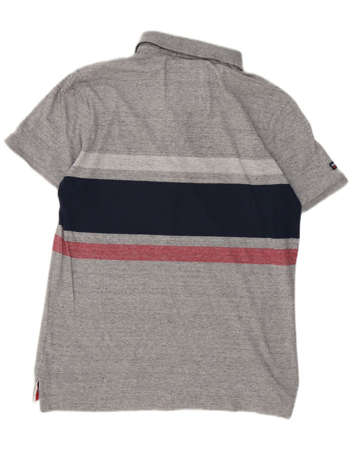 Camisa polo masculina Superdry grande algodão listrado cinza