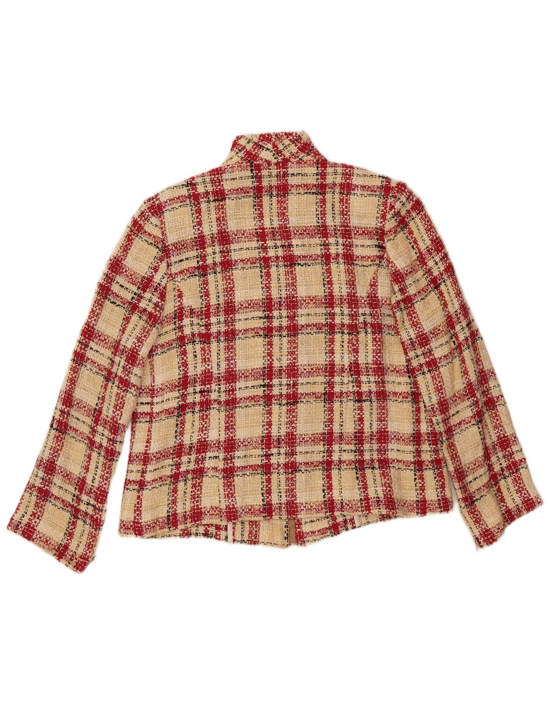 Jaqueta Blazer Feminina Vintage Reino Unido 14 Xadrez Médio Vermelho