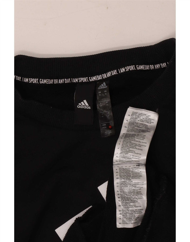 Adidas Mens Graphic Moletom Jumper Médio Algodão Preto