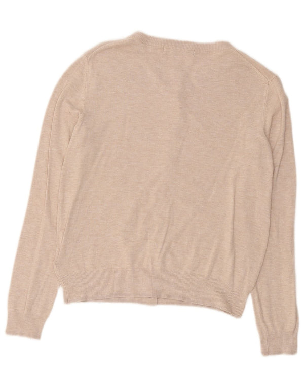 Suéter cardigã feminino Marks & Spencer Reino Unido 10 pequeno bege viscose