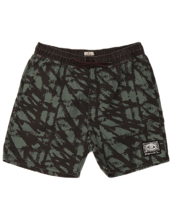 Shorts de natação masculino RIP CURL com padrão abstrato pequeno poliéster verde